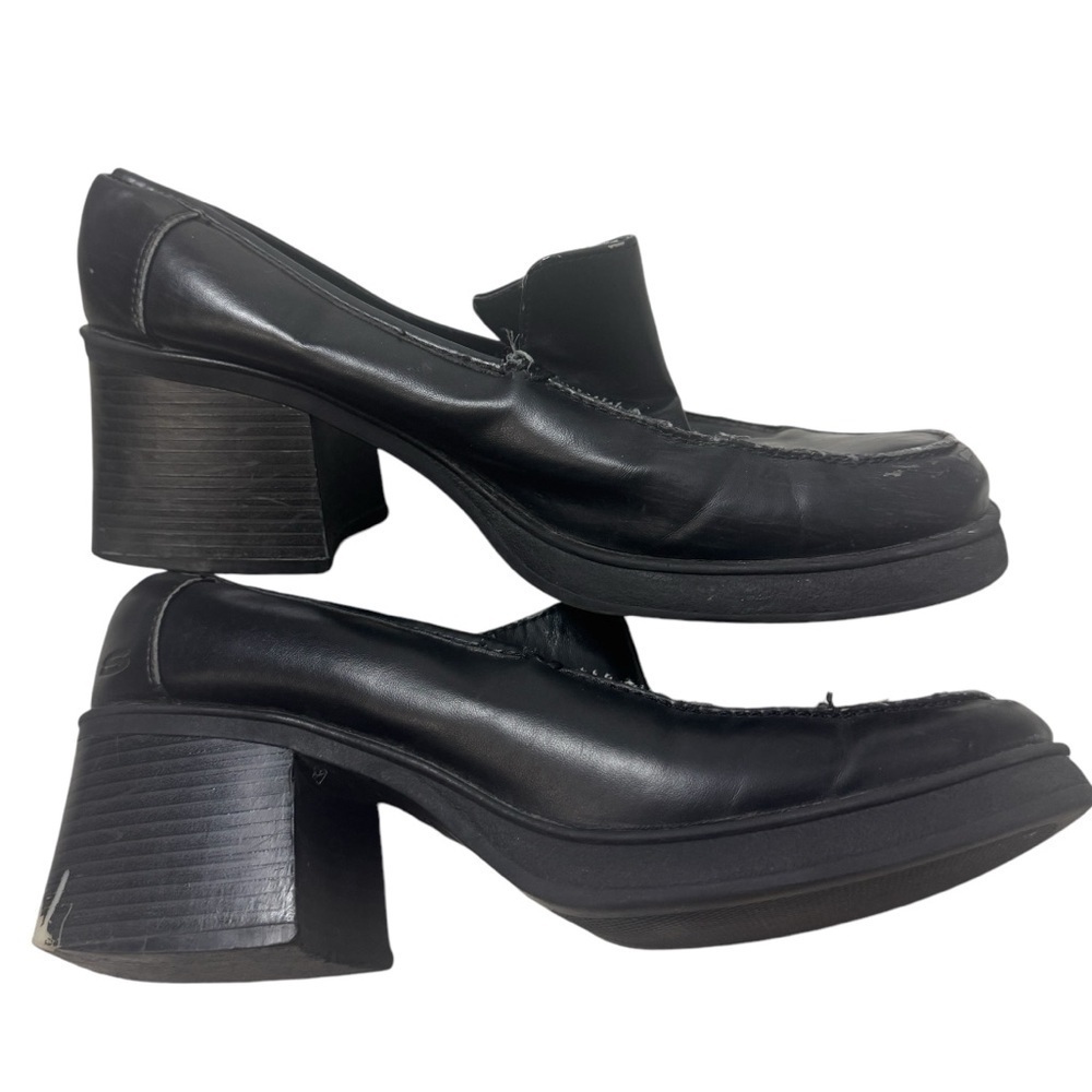 Y2K skechers black loafers chunky heels